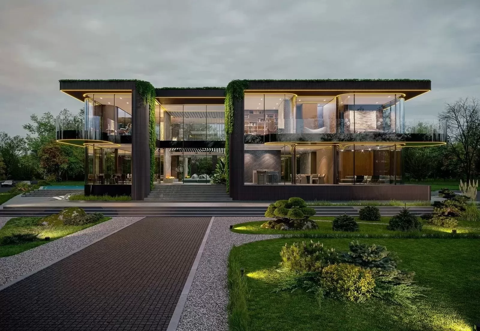 Biệt thự nhà chữ U 2 tầng hiện đại