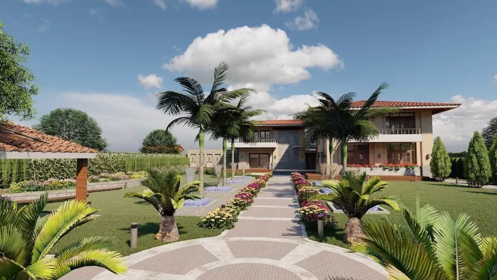 Xây dựng nhà vườn trên 300m2 hình chữ L