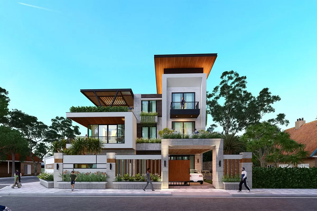 Biệt thự góc 3 tầng rộng 13m 