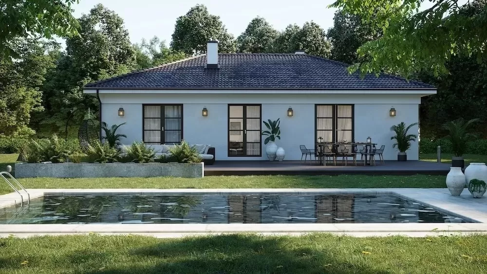 Mẫu nhà vườn 1 tầng phong cách châu Âu hiện đại 90m2