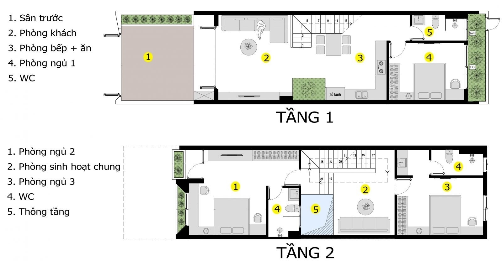 Mặt bằng công năng nhà vườn đẹp 2 tầng mái nhật 