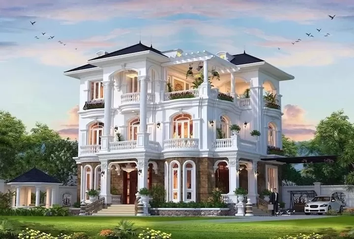 Biệt thự ở quê phong cách Pháp 3 tầng mái thái