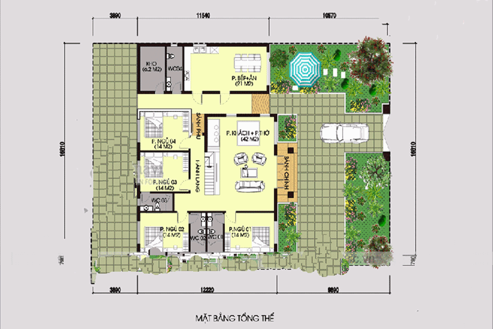 Mặt bằng kiến trúc nhà vườn hiện đại