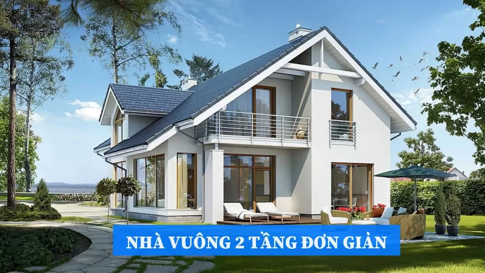 Mẫu thiết kế nhà hình vuông 2 tầng mái thái đẹp nhất Việt Nam T062022