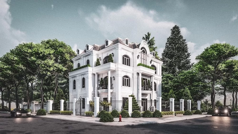 Lâu đài dinh thự được xây dựng tại các bãi đất rộng, đặc biệt là sườn đồi thoáng mát, nơi có hồ nước tự nhiên tạo thành khung cảnh sơn thủy hữu tình lãng mạn