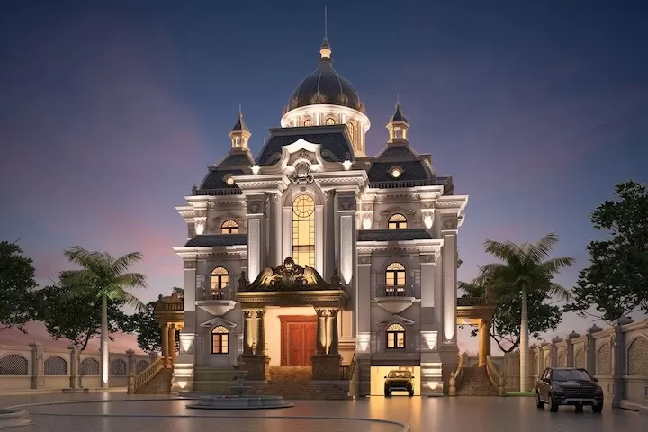 Thiết kế biệt thự lâu đài cổ điển 4 tầng tại An Giang