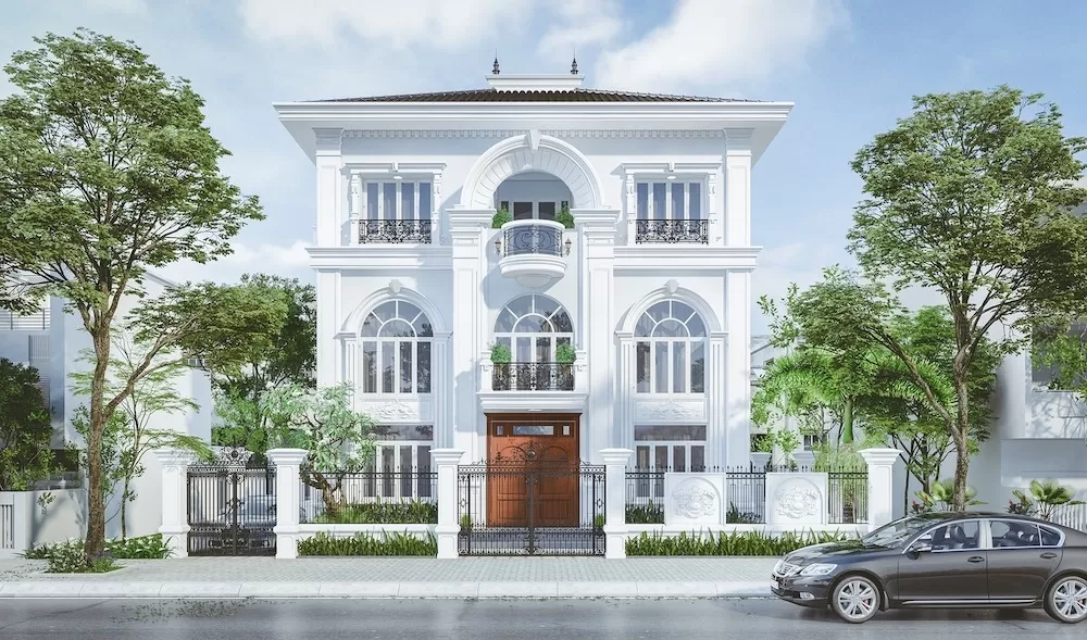 Mẫu thiết kế biệt thự tân cổ điển 3 tầng 5 phòng ngủ