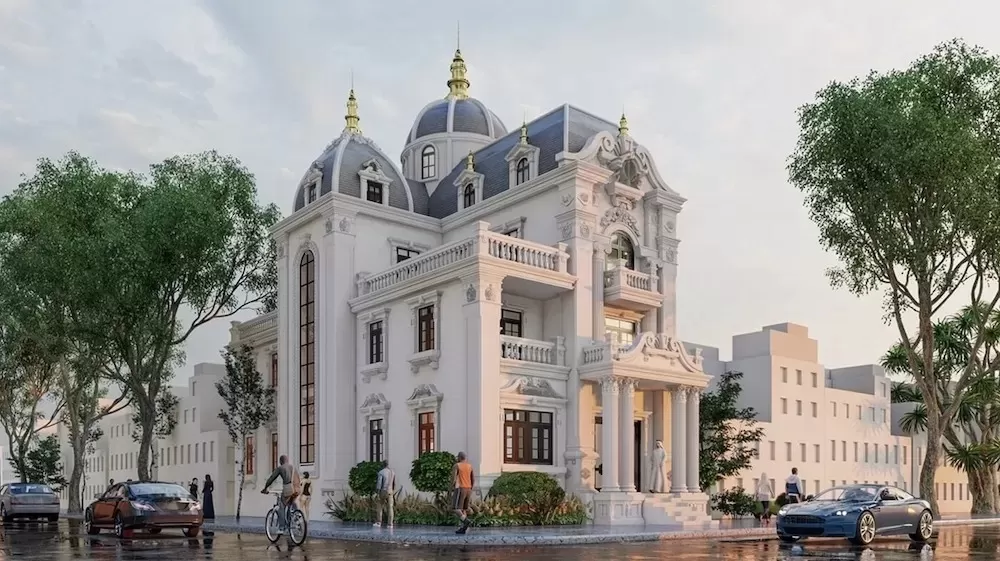 Lâu đài cổ dinh thự mái chóp lai mái Mansard