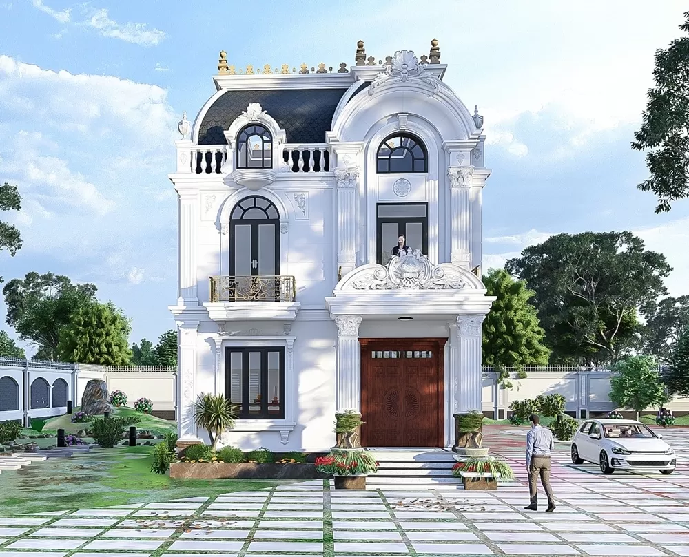 Thiết kế nhà cổ điển với gam màu trắng tinh tế
