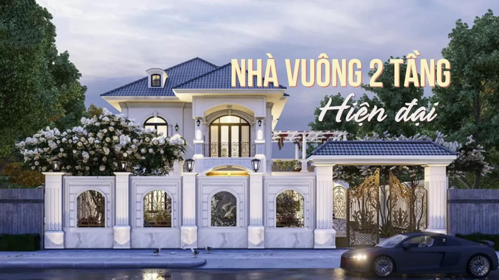 nhà vuông 2 tầng hiện đại