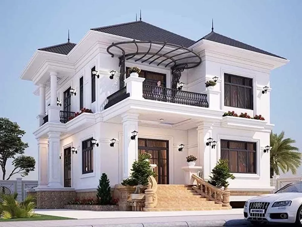 Mẫu nhà tân cổ điển mái nhật