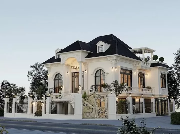 Biệt thự tân cổ điển 8x12m 2 tầng 1 tum tân cổ điển