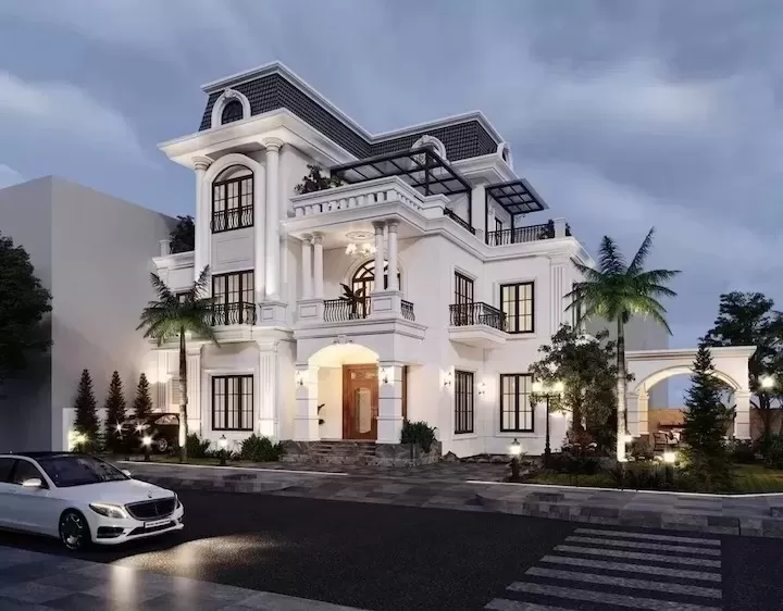 Biệt thự tân cổ điển 2 tầng đẹp tân cổ điển 1 tum mặt tiền 10m