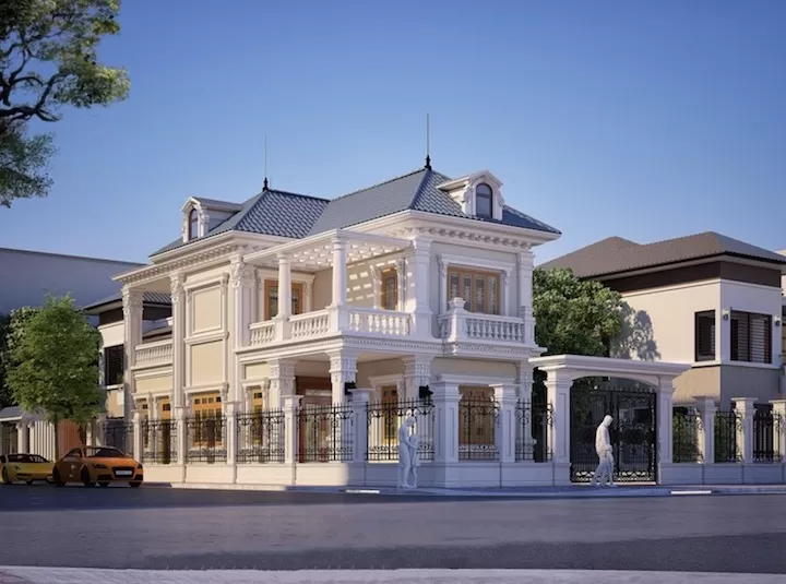 Biệt thự tân cổ điển 2 tầng 2 mặt tiền 1 tum