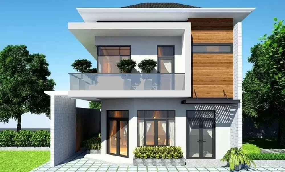 Mẫu nhà vuông 2 tầng 100m2