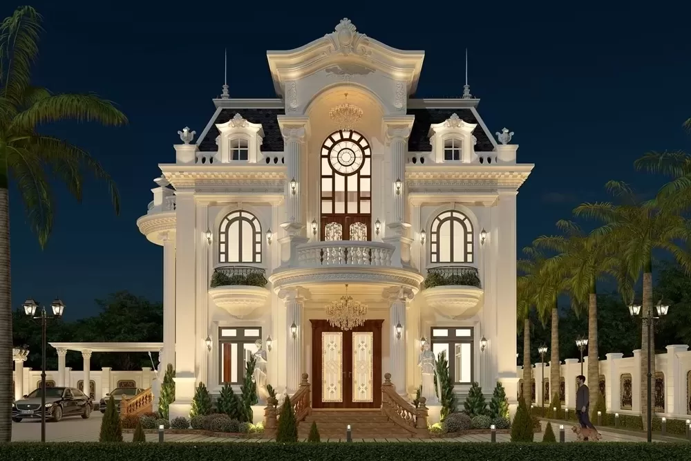 Mẫu nhà tân cổ điển 2 tầng kiểu pháp