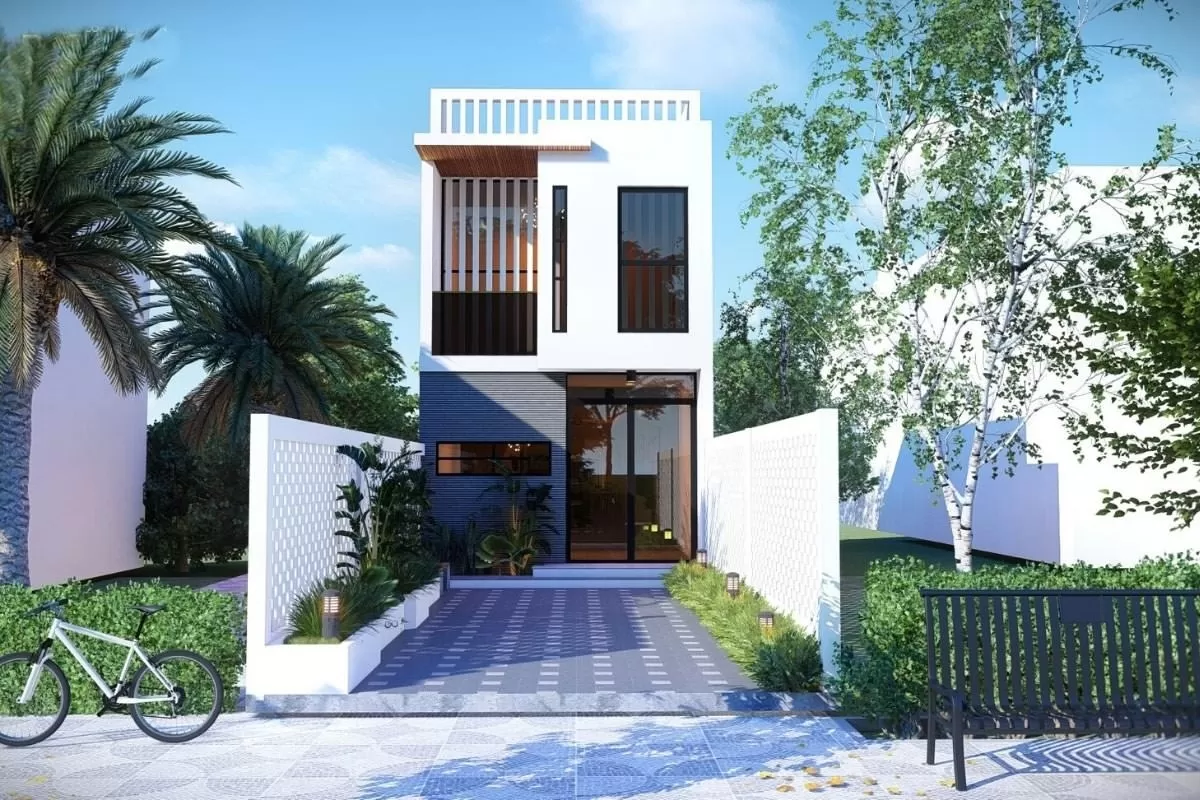 Mẫu nhà 2 tầng thiết kế mái bằng