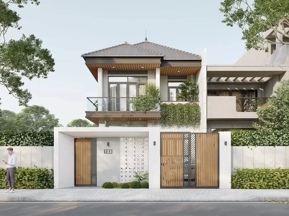 Nhà 2 tầng mái nhật có sân vườn đẹp
