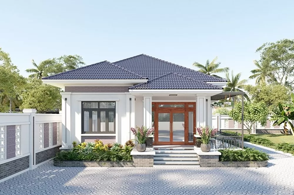 Mẫu nhà 1 tầng 3 phòng ngủ ở nông thôn mang đến sự thoải mái và tiện nghi cho gia đình.