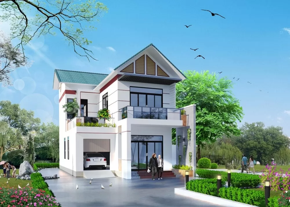 Ngôi nhà được thiết kế 2 tầng đầy đủ tiện nghi