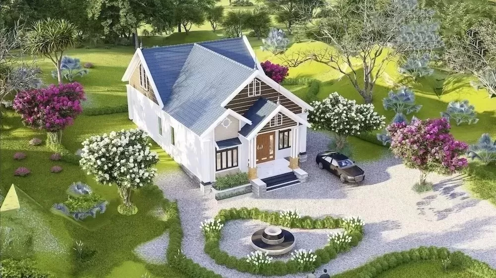 Thiết kế nhà vườn 1 tầng mái thái