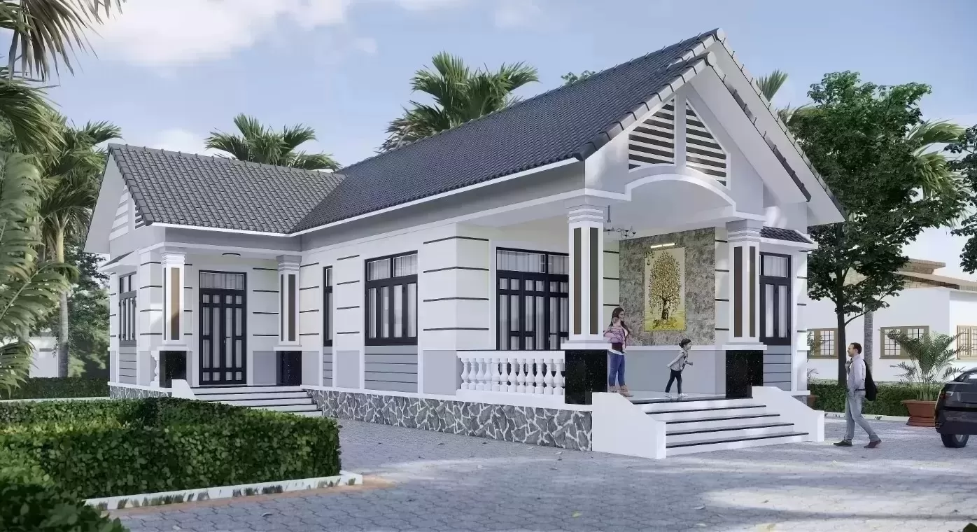 Thiết kế nhà mái thái hình chữ L