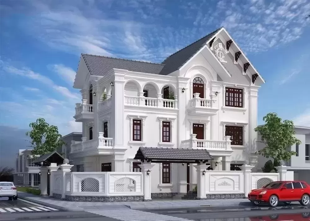 Mẫu biệt thự mái thái 3 tầng 5 phòng ngủ