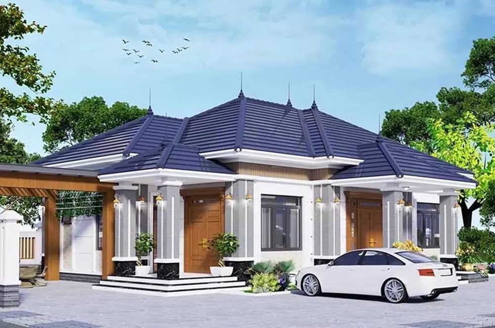 ẫu nhà đẹp một tầng với 4 phòng ngủ là sự kết hợp hoàn hảo giữa không gian sống tiện nghi,