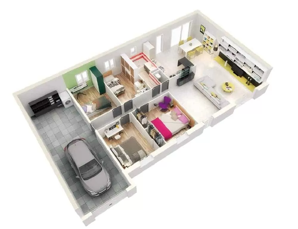 Thiết kế trên một mặt bằng tạo sự di chuyển dễ dàng thuận lợi