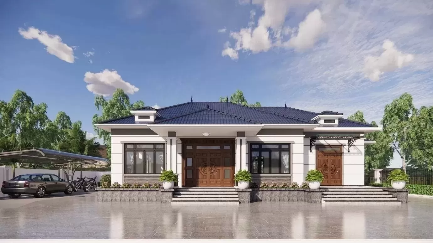Thiết kế biệt thự 1 tầng 4 phòng ngủ