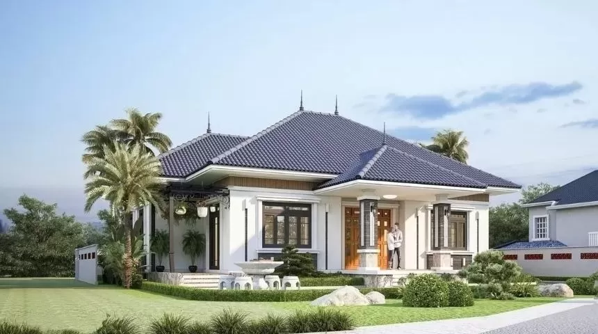 Biệt thự mái thái sân vườn hiện đại