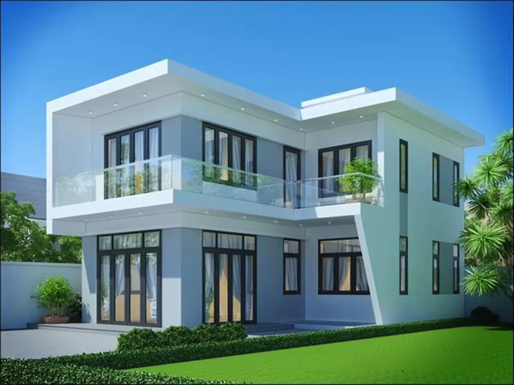 Mẫu nhà chữ L 2 tầng phối cảnh đẹp kết hợp công năng tiện nghi