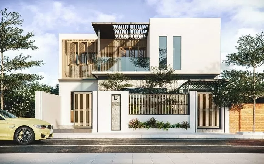 Mẫu nhà vuông 2 tầng mái bằng