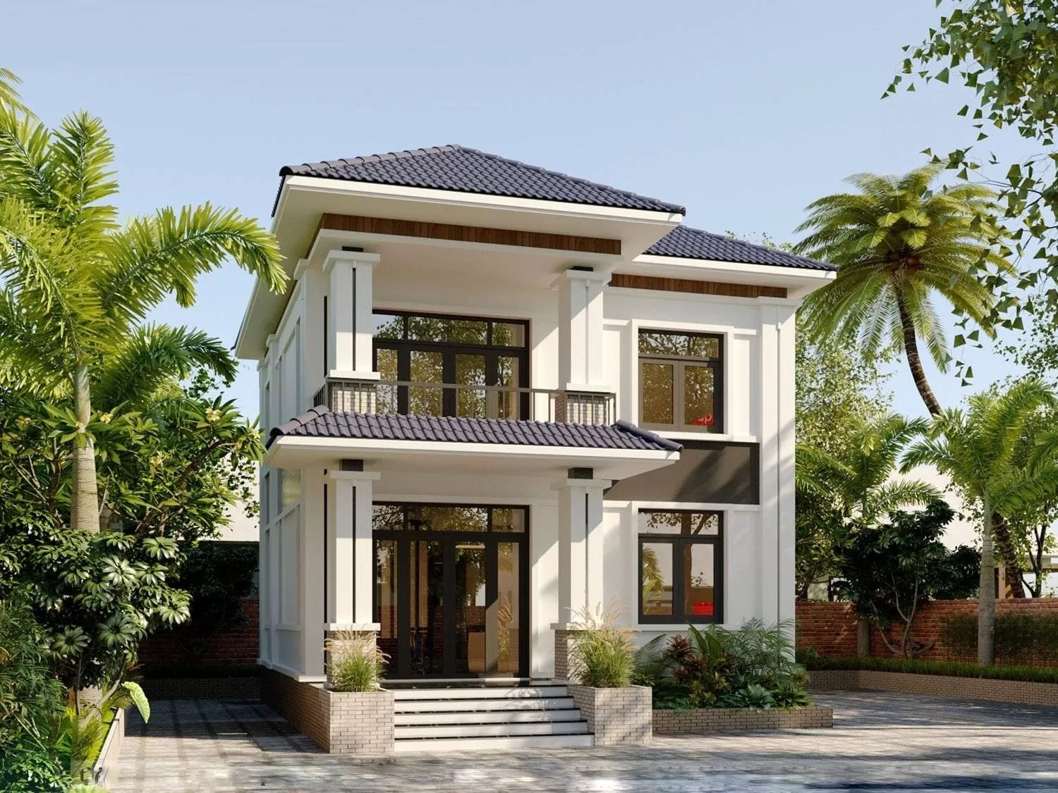 Mẫu nhà vuông hiện đại mái nhật