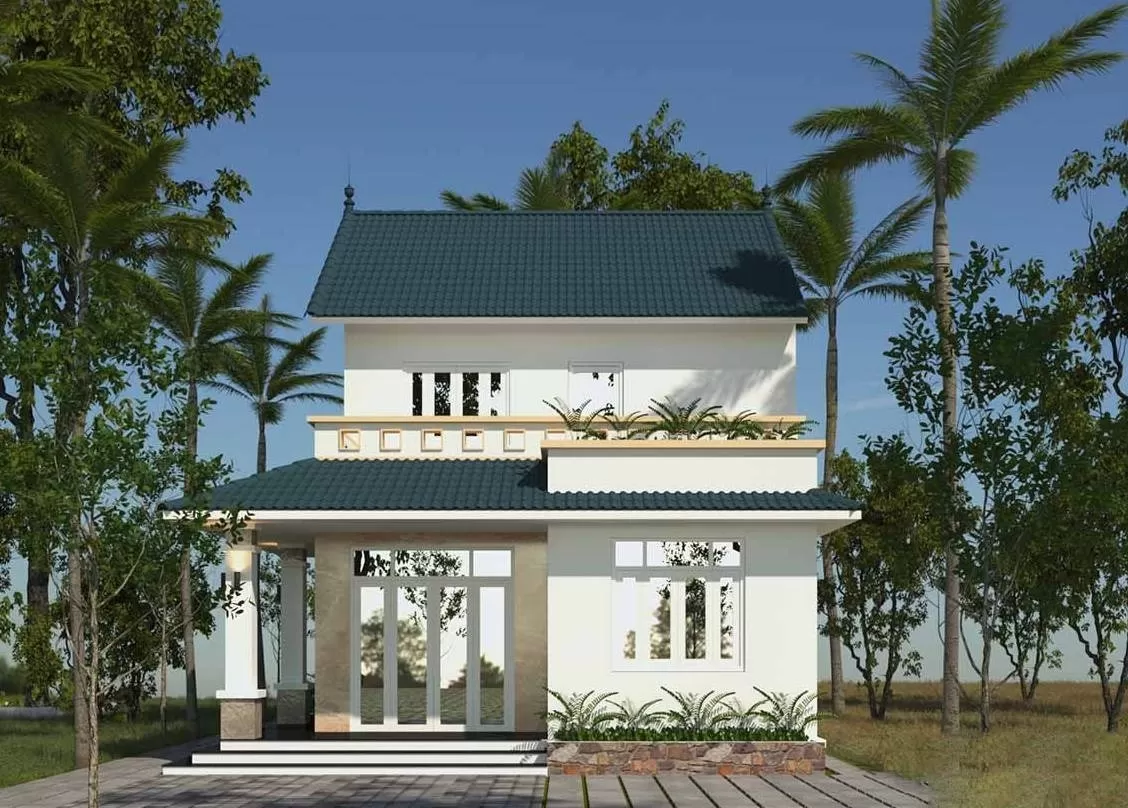 Nhà vuông 2 tầng 90m2 mái thái