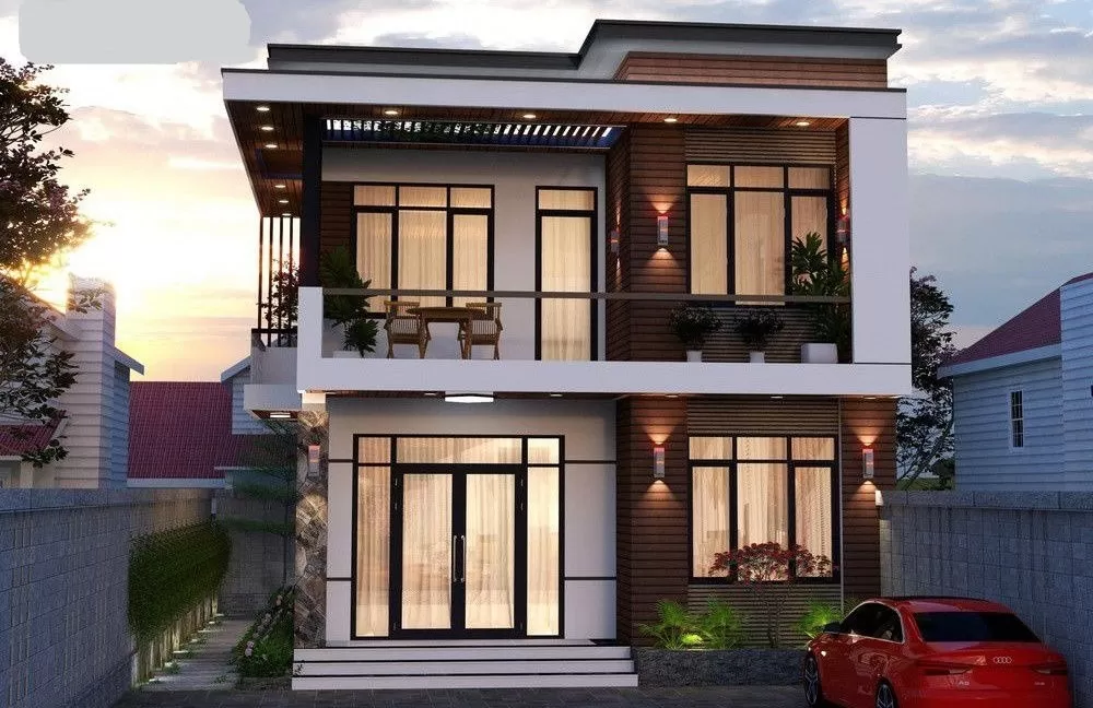 Nhà vuông 10x10 2 tầng đẹp