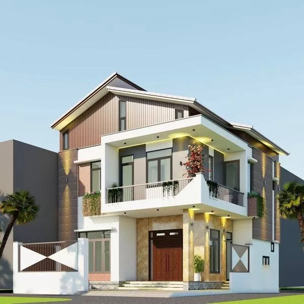 Thiết kế nhà 9x10m hệ mái lệch độc đáo