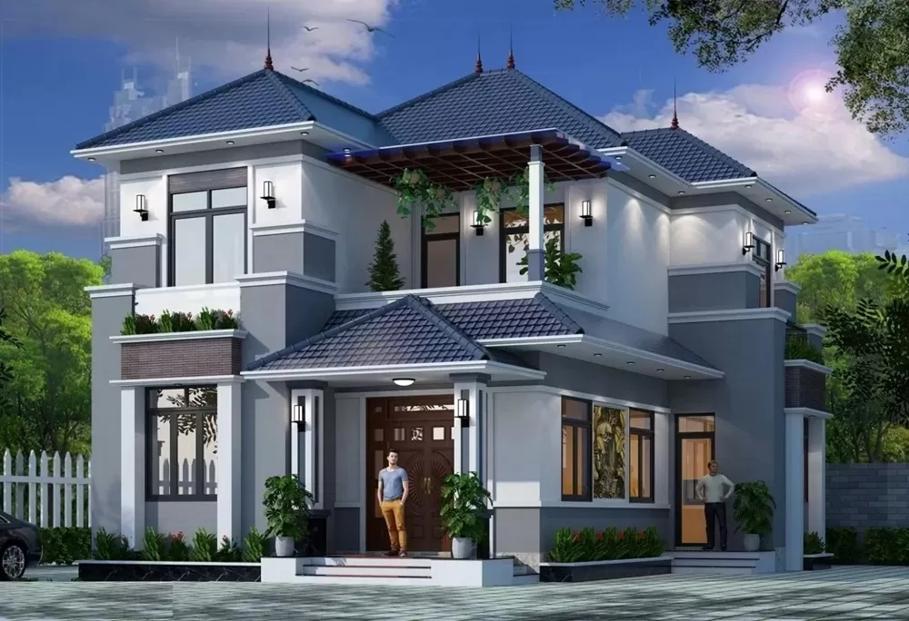 Mẫu nhà vuông đơn giản 4 phòng ngủ
