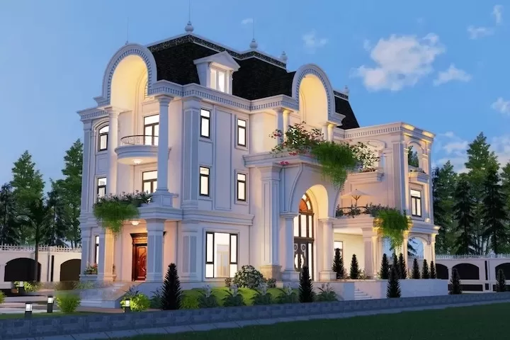 Thiết kế ngoại thất biệt thự tân cổ điển sang trọng