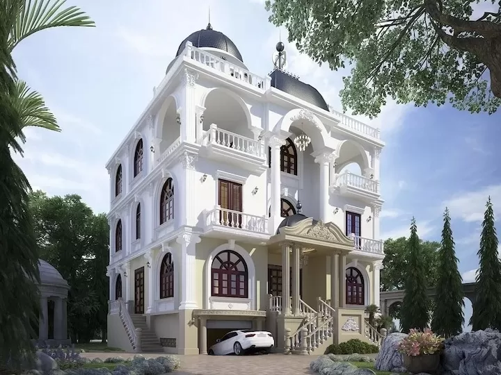 Khuôn viên biệt thự có mật độ cây xanh cao, tạo cảm giác gần gũi với thiên nhiên