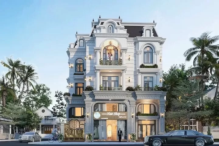 Biệt thự 2 mặt tiền 4 tầng mái Mansard kiểu Pháp sang trọng