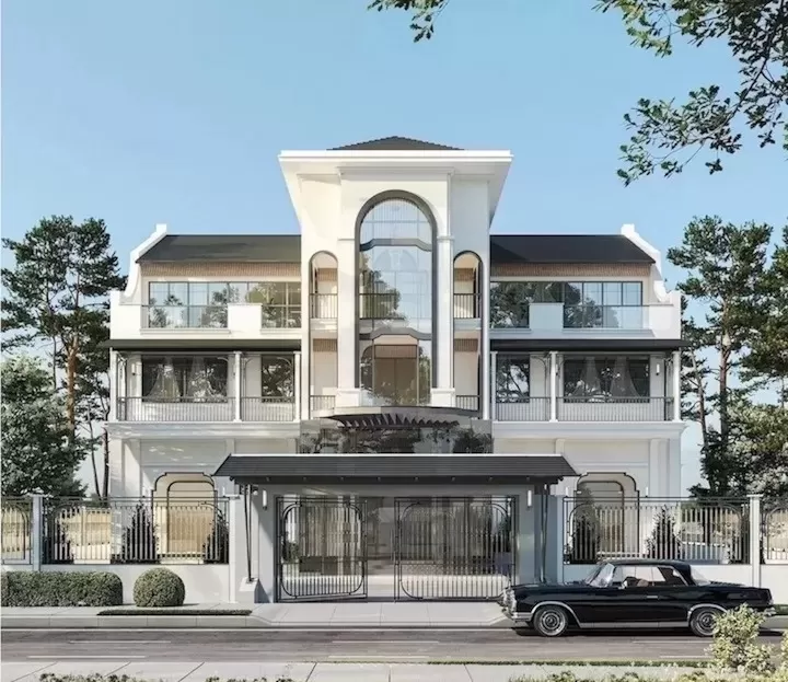 Thiết kế kiến trúc nhà phố mặt tiền 10m sang trọng