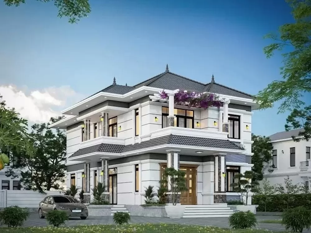 Đối với phong cách tân cổ điển thì đồ nội thất nên bố trí các đèn chùm, bàn ghế mà nâu gỗ, màu trầm