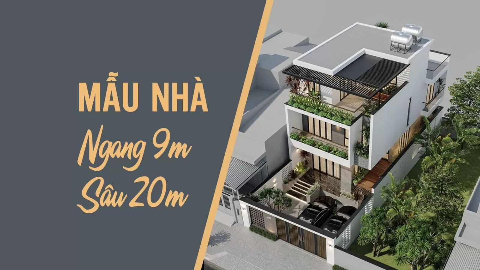 thiết kế nhà ngang 9m dài 20m