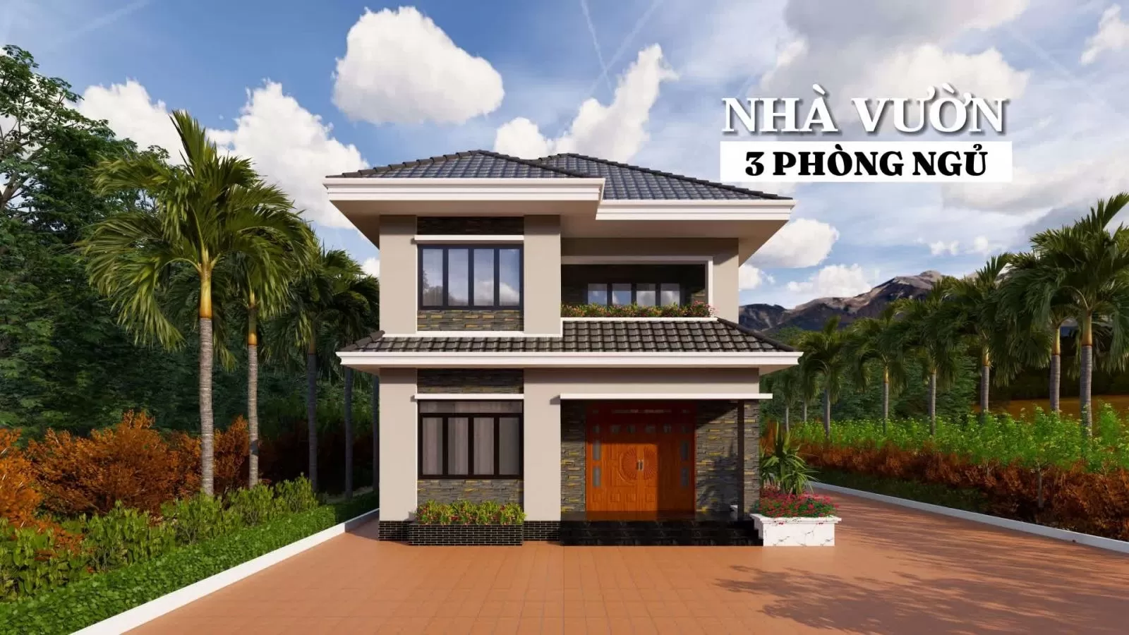 mẫu nhà vườn 3 phòng ngủ