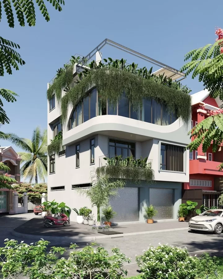 Đơn giá thiết kế nhà phố 2 mặt tiền 3 tầng