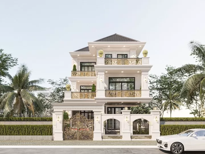 Biệt thự phố 3 tầng mái nhật tân cổ điển