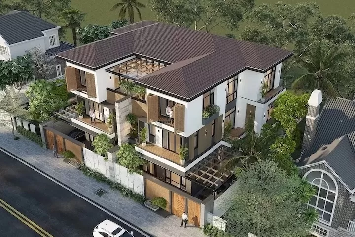 Thiết kế biệt thự phố mái thái 3 tầng 10x20m