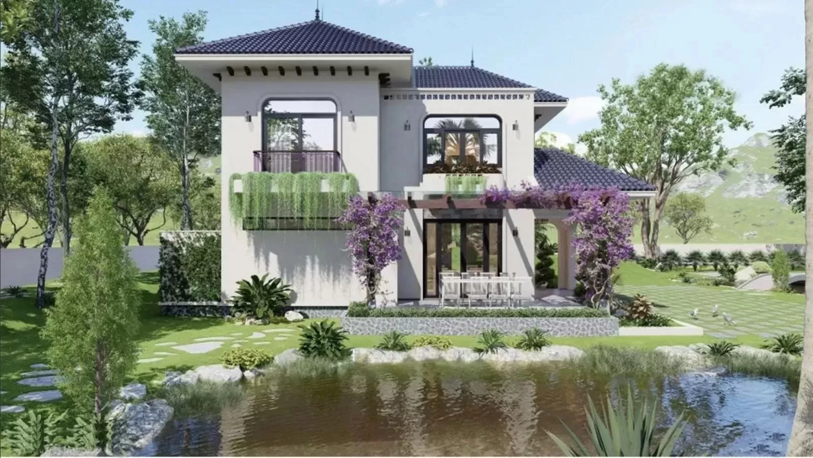 Thiết kế nhà 2 tầng 4 phòng ngủ
