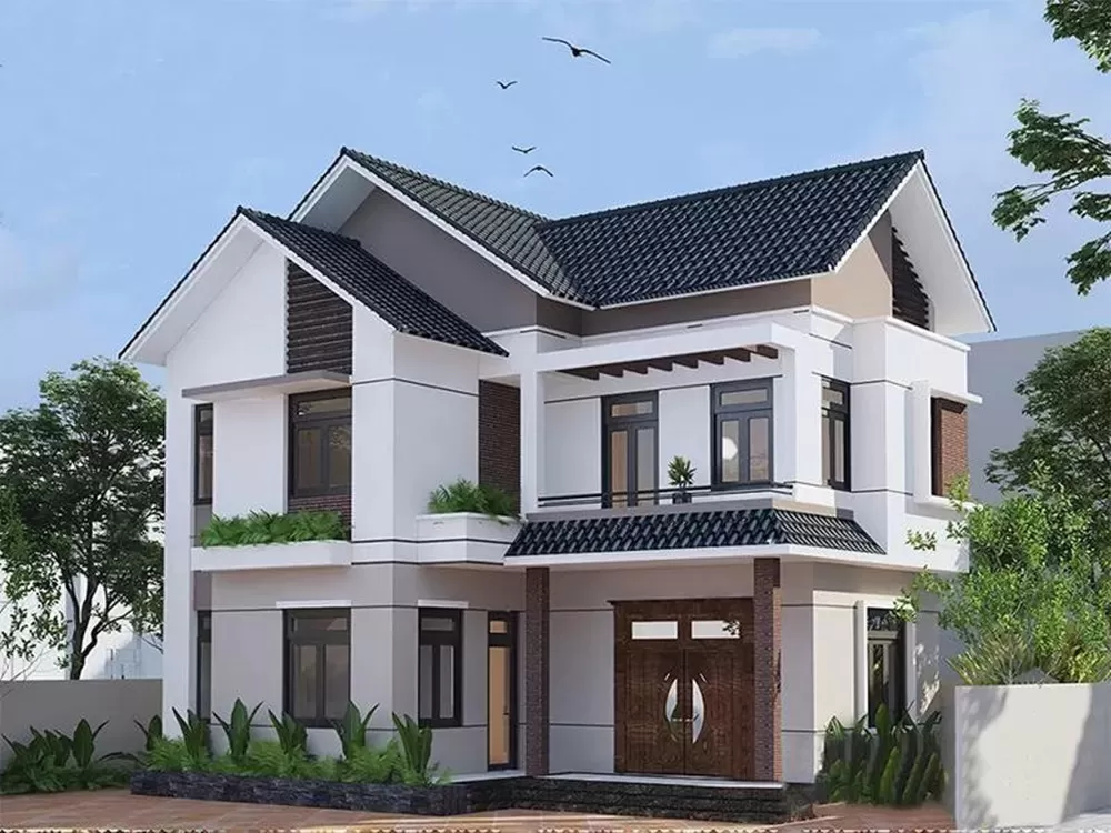 Thiết kế 2 tầng mái thái tiện nghi